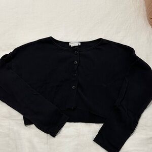 Lovers + Friends Midnight Black Button-Up Crop Top